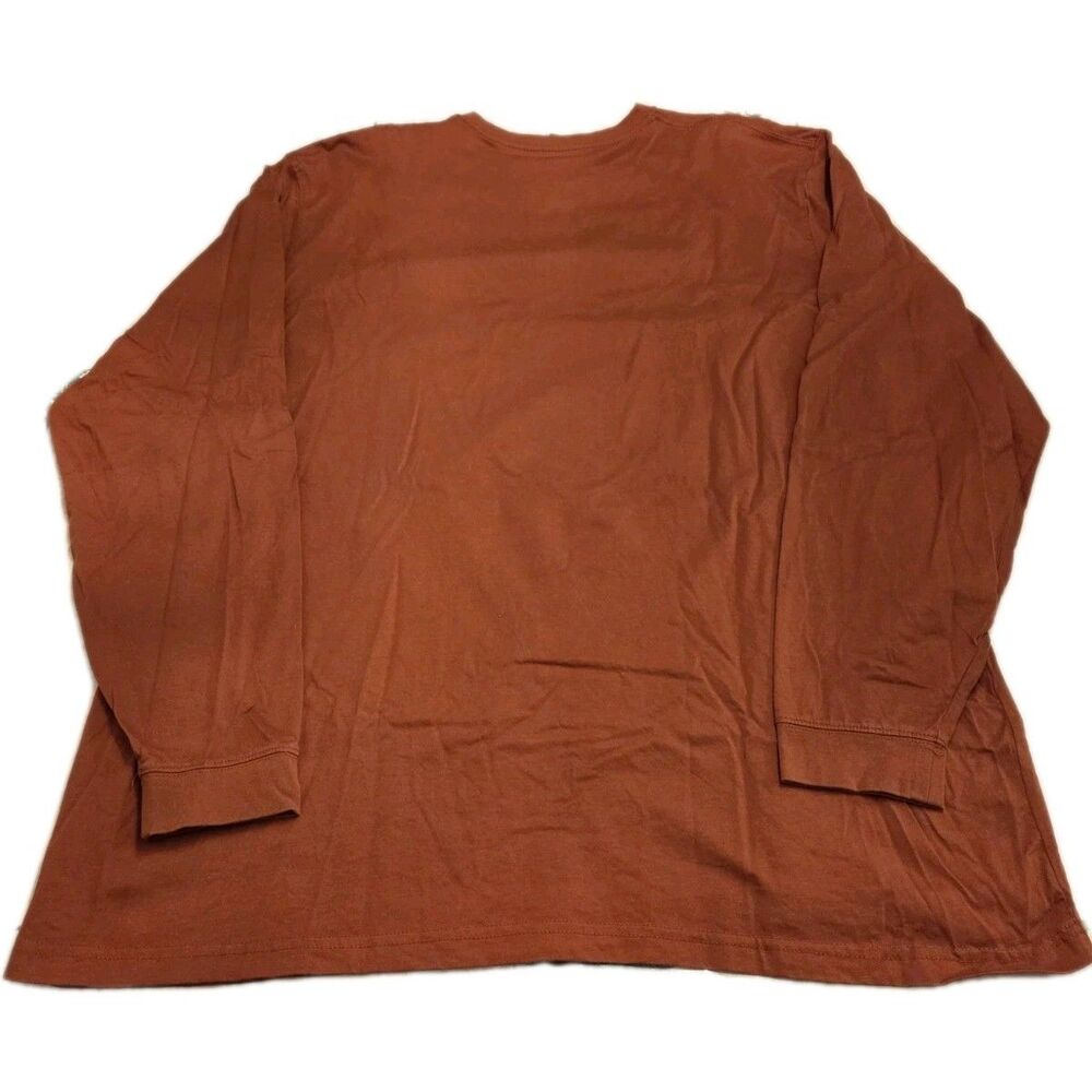 L.L. Bean Unshrinkable Long Sleeve T-Shirt XXL Tall Rust Orange Pocket Tee - Picture 3 of 5